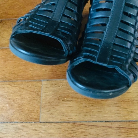 NINE WEST HangTuff open toe trap shoes gladiator women’s size 5M black leather. - Picture 7 of 8